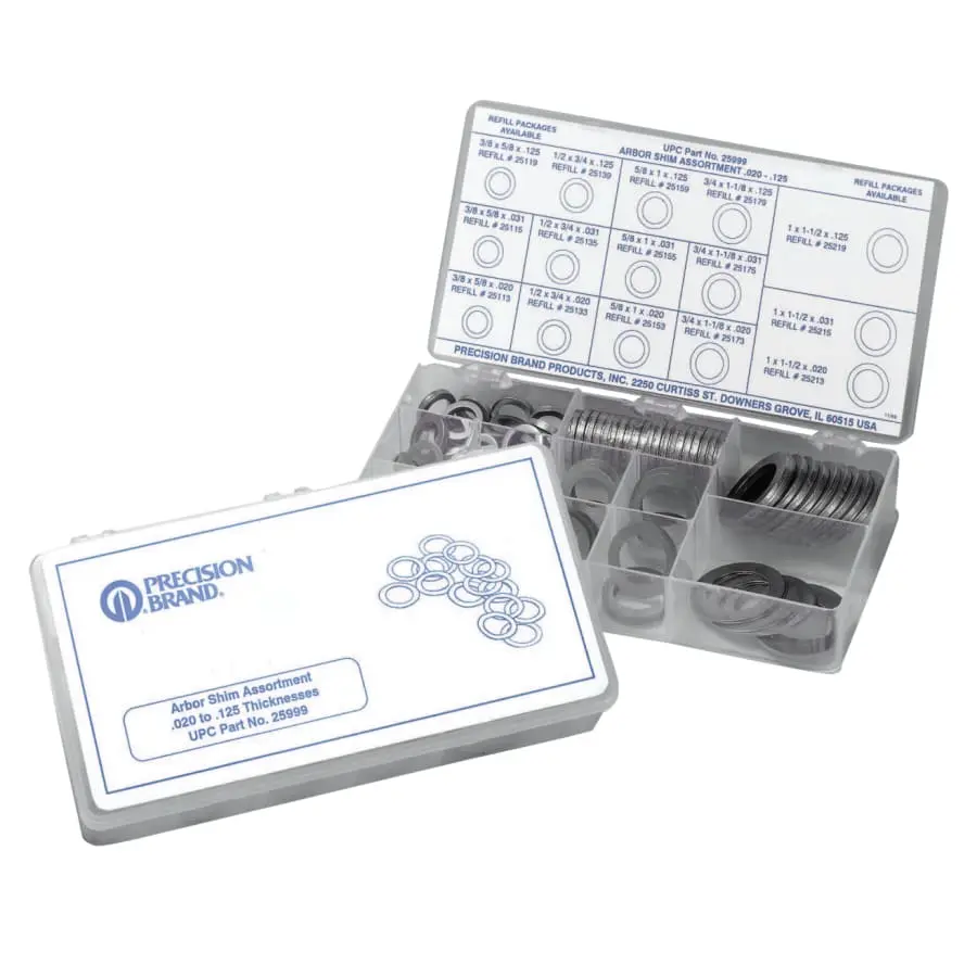 Precision Brand Arbor Shim Assortment Kits .020 .031 .125 25999
