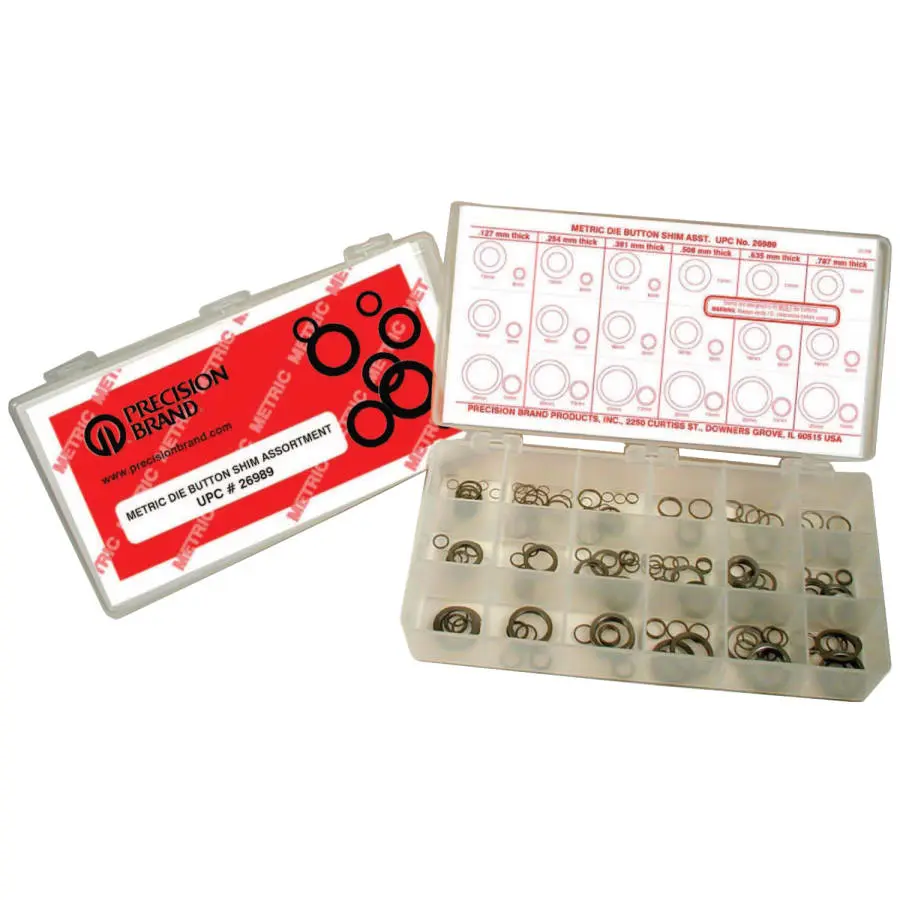 Precision Brand Die Button Shim Assortments 4.95 ID 5.96 OD - 15.50 ID 19.93mm OD 330/Set 26989 Precision Brand Die Button Shim Assortments 4.95 ID 5.96 OD - 15.50 ID 19.93mm OD 330/Set 26989