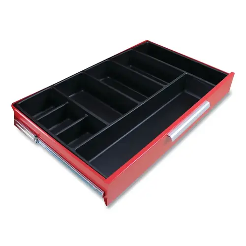 ABS Plastic Drawer Organizer, 2-Pc, 7 Compartments, 1 Adder, Used with 34 in Cabinet x 4 in Drawer, Black ABS Plastic Drawer Organizer, 2-Pc, 7 Compartments, 1 Adder, Used with 34 in Cabinet x 4 in Drawer, Black