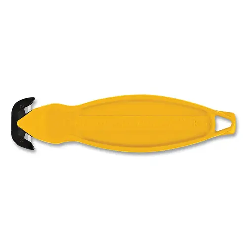 Klever Koncept Safety Cutter, 5-3/4 in L, Straight Blade, Steel, Plastic Handle, Yellow - pack of 10 Klever Koncept Safety Cutter, 5-3/4 in L, Straight Blade, Steel, Plastic Handle, Yellow - pack of 10