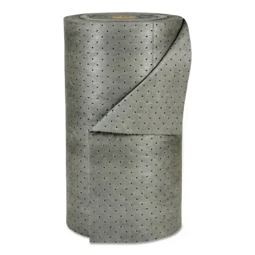 MRO Plus  Absorbent, Absorbs 49 gal, 30 in W x 150 ft L, Heavy Weight, Perforated, 3-Ply, Roll Gray