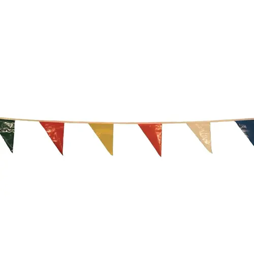 Pennants, Vinyl, 9 in x 12 in, Multi-Colored, 60 ft String - pack of 50 Pennants, Vinyl, 9 in x 12 in, Multi-Colored, 60 ft String - pack of 50