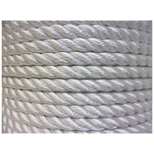 Twisted Nylon Ropes, 9,529 lb Cap., 600 ft, Nylon, White