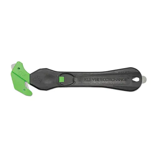 EcoXChangeXD Safety Cutter, 7 in L, Straight Blade, Steel, Recycled Plastic, Black/Green - pack of 10 EcoXChangeXD Safety Cutter, 7 in L, Straight Blade, Steel, Recycled Plastic, Black/Green - pack of 10