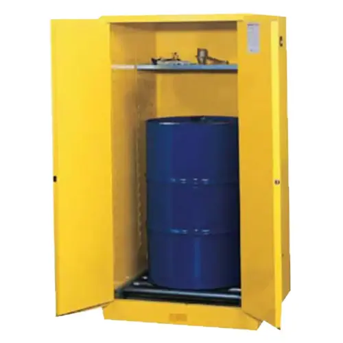 Vertical Drum Safety Cabinets, Manual-Closing Cabinet, 1 55-Gallon Drum, 2 Doors Yellow Vertical Drum Safety Cabinets, Manual-Closing Cabinet, 1 55-Gallon Drum, 2 Doors Yellow