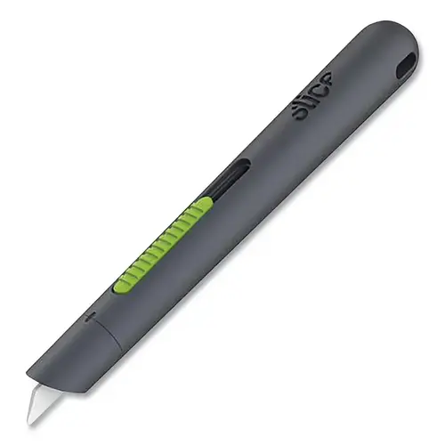 Auto-Retractable Pen Cutter, 5.26 in L, Automatic Retracting Blade, Ceramic, Plastic Handle, Gray Auto-Retractable Pen Cutter, 5.26 in L, Automatic Retracting Blade, Ceramic, Plastic Handle, Gray