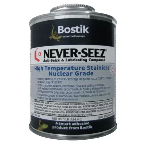 High Temp Stnlss Nuclear Grade Anti-Seize & Lubricating Cmpnd; 1 lb Flat Top Can Silver Gray - pack of 12 High Temp Stnlss Nuclear Grade Anti-Seize & Lubricating Cmpnd; 1 lb Flat Top Can Silver Gray - pack of 12