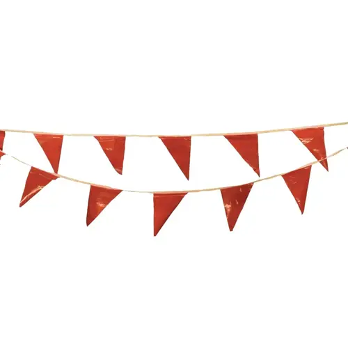 Pennants, Vinyl, 9 in x 12 in, Red, 60 ft String Pennants, Vinyl, 9 in x 12 in, Red, 60 ft String