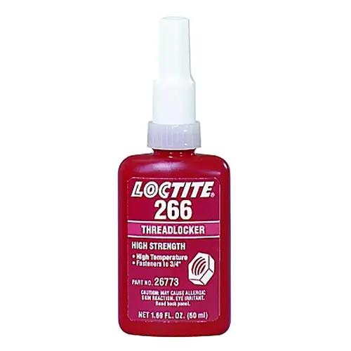 266 Threadlocker, High Strength/High Temperature, 50 mL, Up to 3/4 in Thread, Red-Orange 266 Threadlocker, High Strength/High Temperature, 50 mL, Up to 3/4 in Thread, Red-Orange