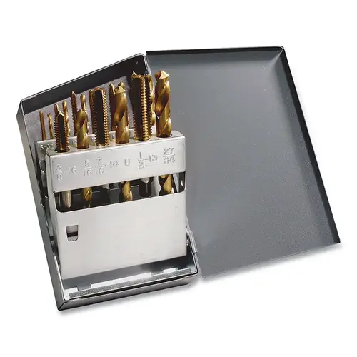 HTGP TiN Jobber Drill and Plug Hand Tap Set, 18-Pc HTGP TiN Jobber Drill and Plug Hand Tap Set, 18-Pc