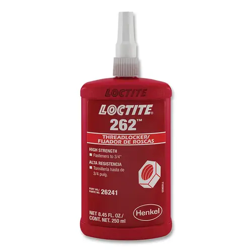 262 Threadlocker, Medium to High Strength, 50 ml, Red 262 Threadlocker, Medium to High Strength, 50 ml, Red