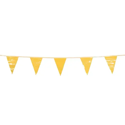 Pennants, Vinyl, 9 in x 12 in, Yellow, 100 ft String Pennants, Vinyl, 9 in x 12 in, Yellow, 100 ft String