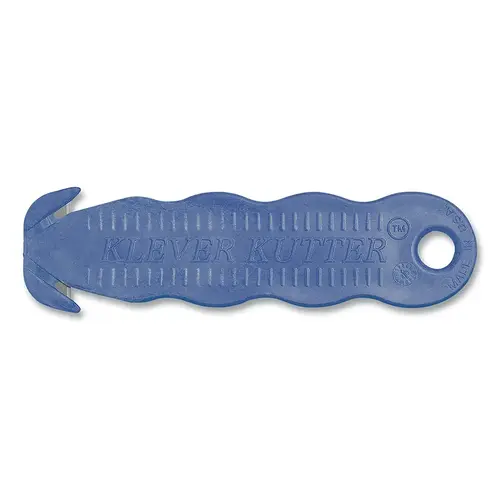 Klever Kutter Safety Cutter, 4-5/8 in L, Straight Blade, Steel, Plastic, Blue - pack of 10