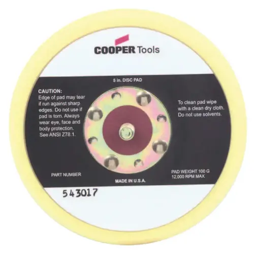 Random Orbital Sander Backup Pads, Hook & Loop, Non-Vac, 6 in