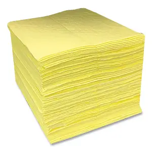 ESSENTIALS H1PH100 Hazmat Sorbent Pads, 18 in L x 16 in W, Heavy, Yellow - pack of 100