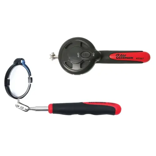 Lighted Inspection Mirror, 2-3/8 in, 6-3/4 in to 37 in L