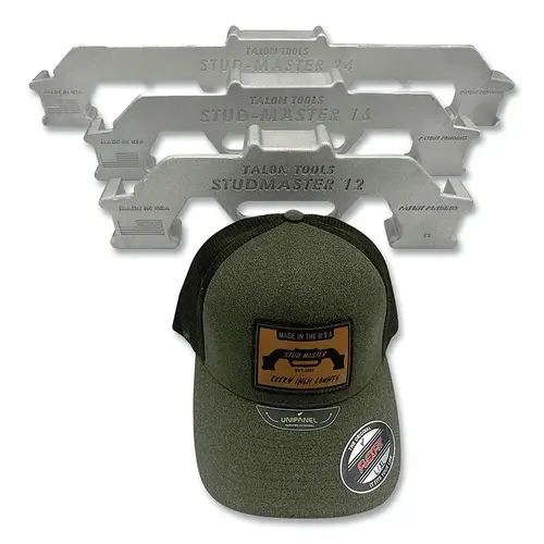 Stud Master Precision Framing Tool, Gray, With Flex Hat, For Wood Studs, Bundle