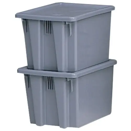 Stack & Nest Palletote Boxes, 1.3 cu ft, 15 1/2 in x 19 1/2 in x 10 in, Gray Stack & Nest Palletote Boxes, 1.3 cu ft, 15 1/2 in x 19 1/2 in x 10 in, Gray