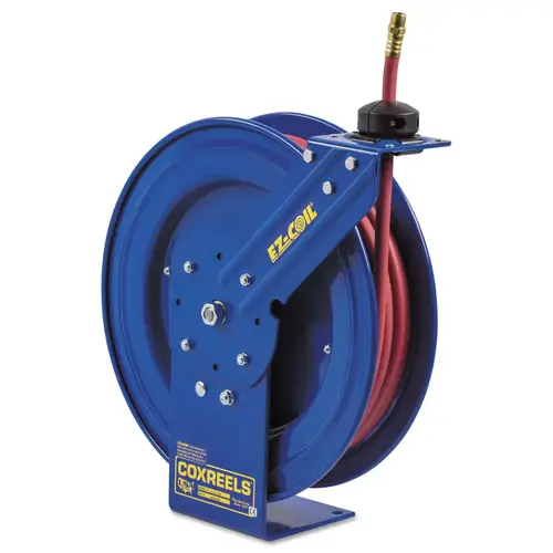 Hose Reel with Hose: 1/2" ID Hose x 50 ft, Spring Retractable