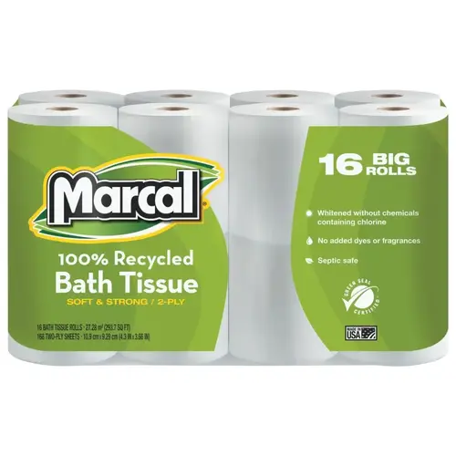 100% Recycled Two-Ply Bath Tissue, White - pack of 96 100% Recycled Two-Ply Bath Tissue, White - pack of 96