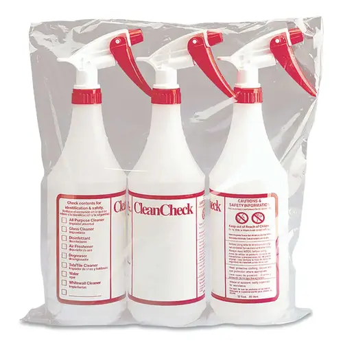 Pre-printed Trigger Spray Bottle, 32 oz, English and Spanish Clear/Red - pack of 3 Pre-printed Trigger Spray Bottle, 32 oz, English and Spanish Clear/Red - pack of 3