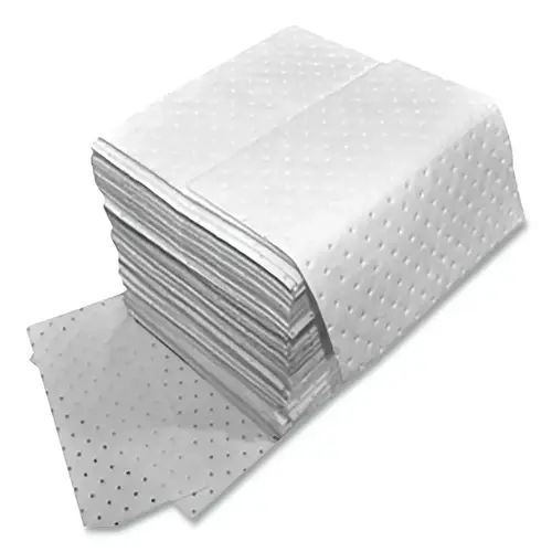 Sorbent Pads and Rolls, 18 in L x 16 in W, Oil Only, Extra Heavy, Laminated, Three-Ply, White, Pads - pack of 100 Sorbent Pads and Rolls, 18 in L x 16 in W, Oil Only, Extra Heavy, Laminated, Three-Ply, White, Pads - pack of 100