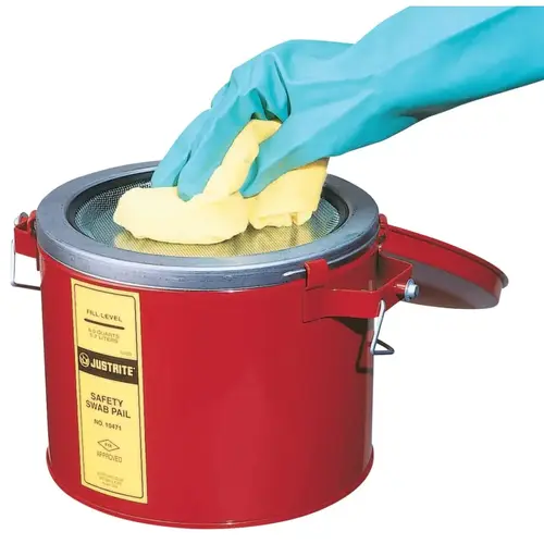 Swab Pails, Hazardous Liquid Cleaning Can, 6 qt, Red Swab Pails, Hazardous Liquid Cleaning Can, 6 qt, Red