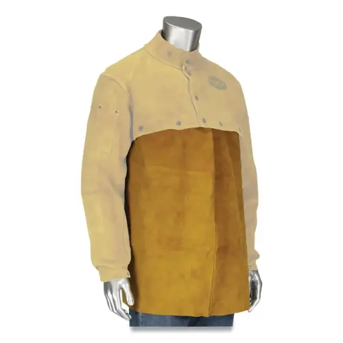 7001 Split Cowhide Leather Welding Bib, 30 in W x 24 in L, Cotton Strap/Snaps, Size 20 in, Golden Yellow - pack of 50