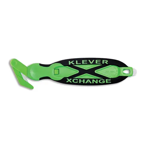 Kleen  XChange Antimicrobial Safety Cutter, 7 in L, Straight Blade, Steel, Plastic Handle, Green - pack of 12