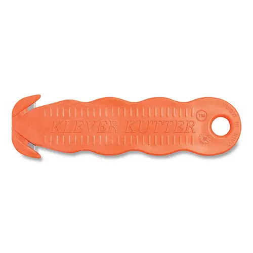 Klever Kutter Safety Cutter, 4-5/8 in L, Straight Blade, Steel, Plastic, Orange - pack of 10