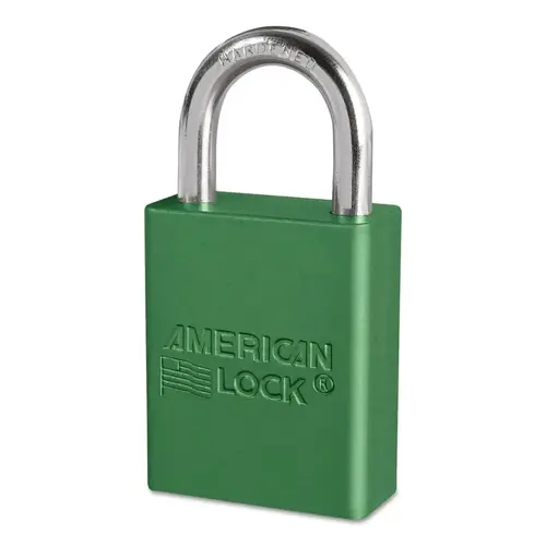 Solid Aluminum Padlocks, 1/4 in Dia, 1 in L X 3/4 in W, Green - pack of 6 Solid Aluminum Padlocks, 1/4 in Dia, 1 in L X 3/4 in W, Green - pack of 6