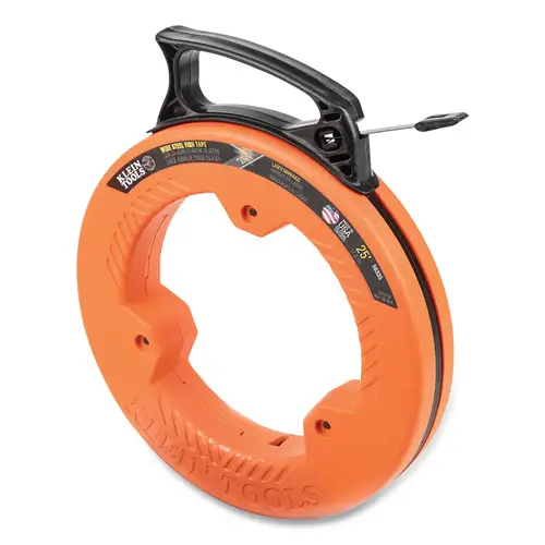 Steel Fish Tape, 1/4 in W x 25 ft L, Slim-Profile Plastic Tape End - pack of 5