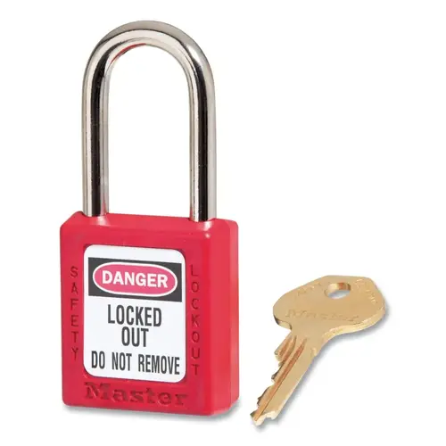 Zenex Thermoplastic Safety Lockout Padlock, 410, 1-1/2 W x 1-3/4 H Body, 1-1/2 in H Shackle, KD, Red - pack of 6 Zenex Thermoplastic Safety Lockout Padlock, 410, 1-1/2 W x 1-3/4 H Body, 1-1/2 in H Shackle, KD, Red - pack of 6