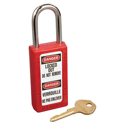 Zenex Thermoplastic Safety Lockout Padlock, 411, 1-1/2 W x 3 H Body, 1-1/2 in H Shackle, KD, Red - pack of 6 Zenex Thermoplastic Safety Lockout Padlock, 411, 1-1/2 W x 3 H Body, 1-1/2 in H Shackle, KD, Red - pack of 6