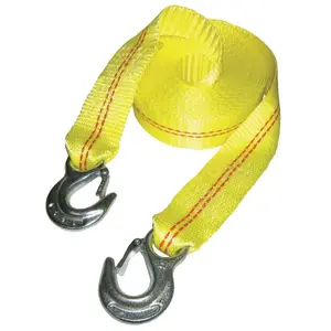 Keeper 02825 Vehicle Recovery Straps, Steel Hooks, 2 in W, 25 ft L, 5,000 lb Capacity Yellow - pack of 4