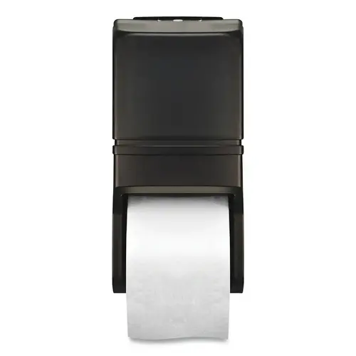 Toilet Tissue Dispenser, Holds 2 Standard Rolls, Smoke Plastic Cover with Black Steel Base - pack of 6