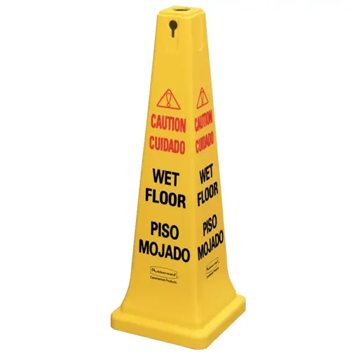 Safety Cones, Multi-Lingual "Caution", 36 in, Yellow - pack of 5