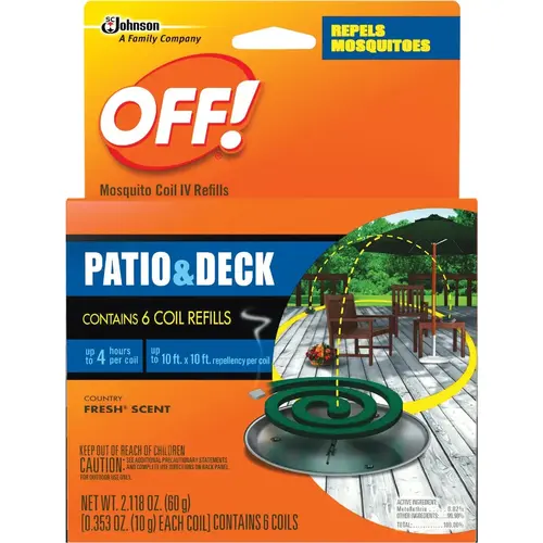 4 Hr. Patio & Deck Coil Mosquito Repellent Refill - pack of 6