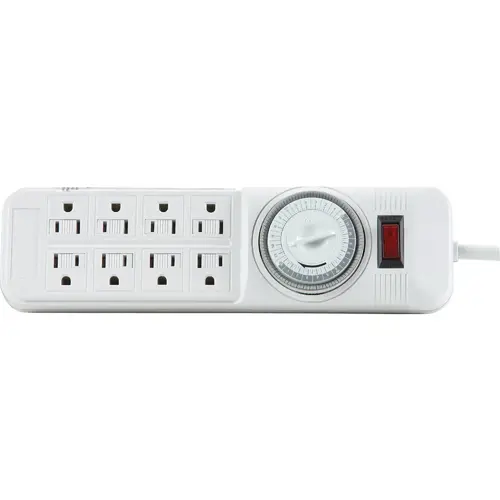 8-Outlet White Power Strip with Timer & 4 Ft. Cord 8-Outlet White Power Strip with Timer & 4 Ft. Cord