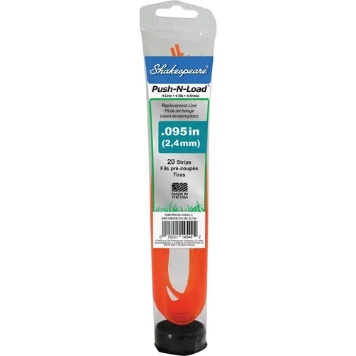 Push-N-Load 0.095 In. Dia. x 12 In. L. Pre-Cut Trimmer Line (20-Piece) Orange Push-N-Load 0.095 In. Dia. x 12 In. L. Pre-Cut Trimmer Line (20-Piece) Orange