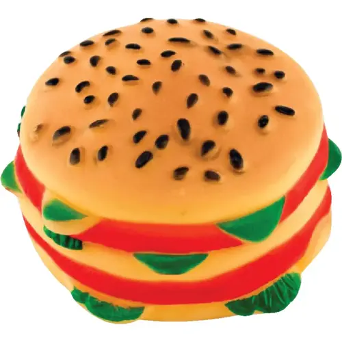Ruffin' it 3.86 In. W. x 1.97 In. H. x 3.75 In. L. Squeaky Hamburger Vinyl Dog Toy Multi-Colored