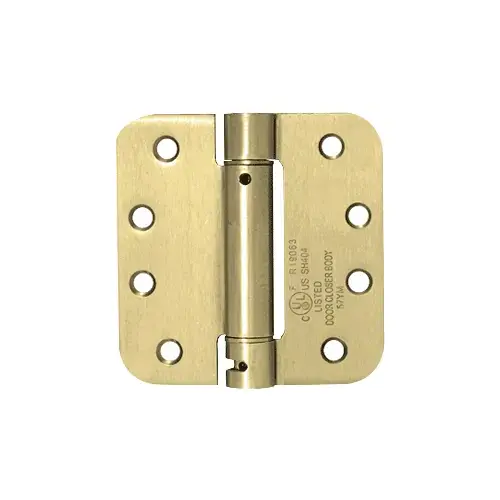 4" Dull Brass Heavy-Duty Spring Hinge - 5/8" Radius