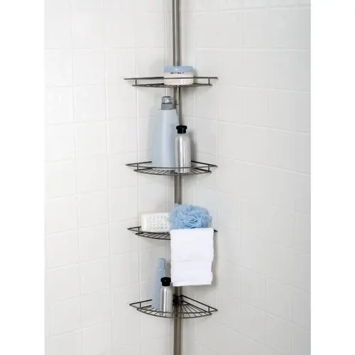 Zenna Home Metal 12 In. x 97 In. Shower Caddy Satin Nickel