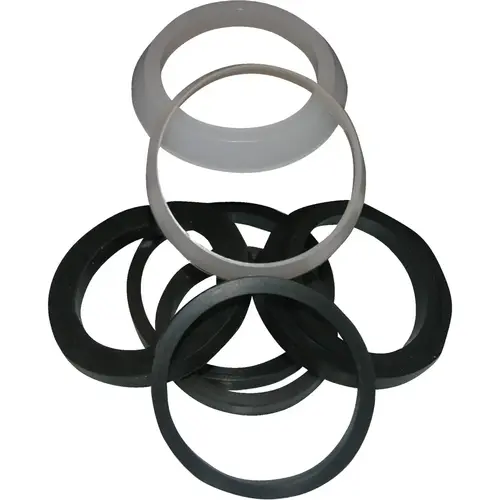 Assorted Sizes White & Black Plastic & Rubber Slip Joint Washer - pack of 8