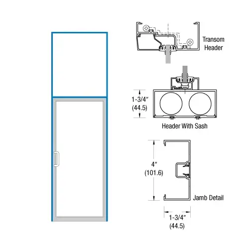 Bronze Black Anodized Open Back Transom Frame for Single Door Center Hung Overhead Closer with Concealed Panic Bronze Black Anodized Open Back Transom Frame for Single Door Center Hung Overhead Closer with Concealed Panic