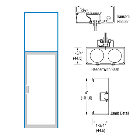 CRL-U.S. Aluminum 0Z3172236 Bronze Black Anodized Open Back Transom Frame for Single Door Center Hung Overhead Closer with Concealed Panic