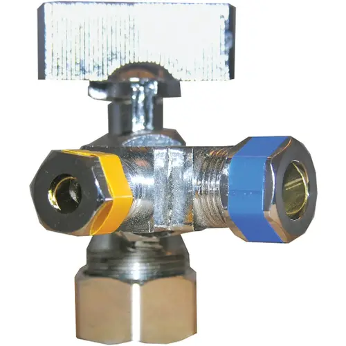 1/2 In. IP x 3/8 In. Compression x1/4 In. Compression Quarter Turn Angle Valve 1/2 In. IP x 3/8 In. Compression x1/4 In. Compression Quarter Turn Angle Valve
