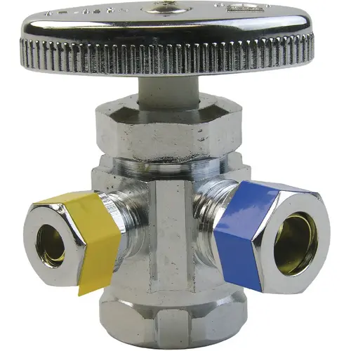 1/2 In. IP x 3/8 In. Compression x 1/4 In. Compression Multi-Turn Style Angle Valve 1/2 In. IP x 3/8 In. Compression x 1/4 In. Compression Multi-Turn Style Angle Valve