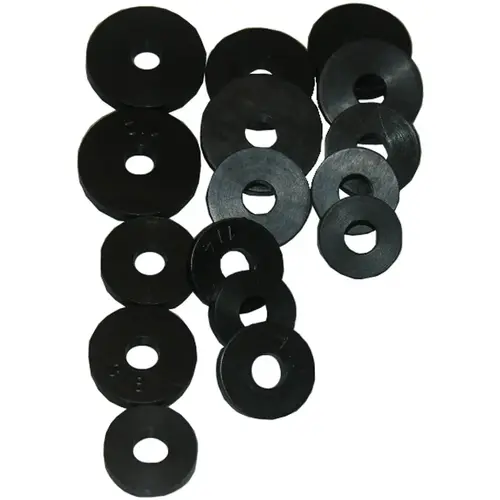 Assorted Black Assorted Flat Bibb Washers Faucet Washer (16 Ct.) Assorted Black Assorted Flat Bibb Washers Faucet Washer (16 Ct.)