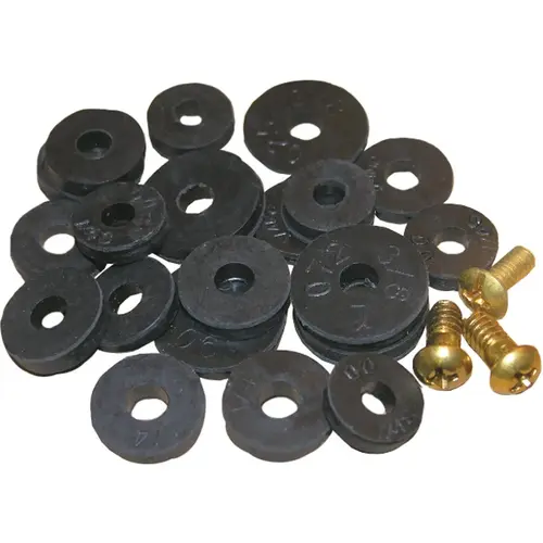 Various Black & Brass Assortment Flat Faucet Washers & Screws Various Black & Brass Assortment Flat Faucet Washers & Screws
